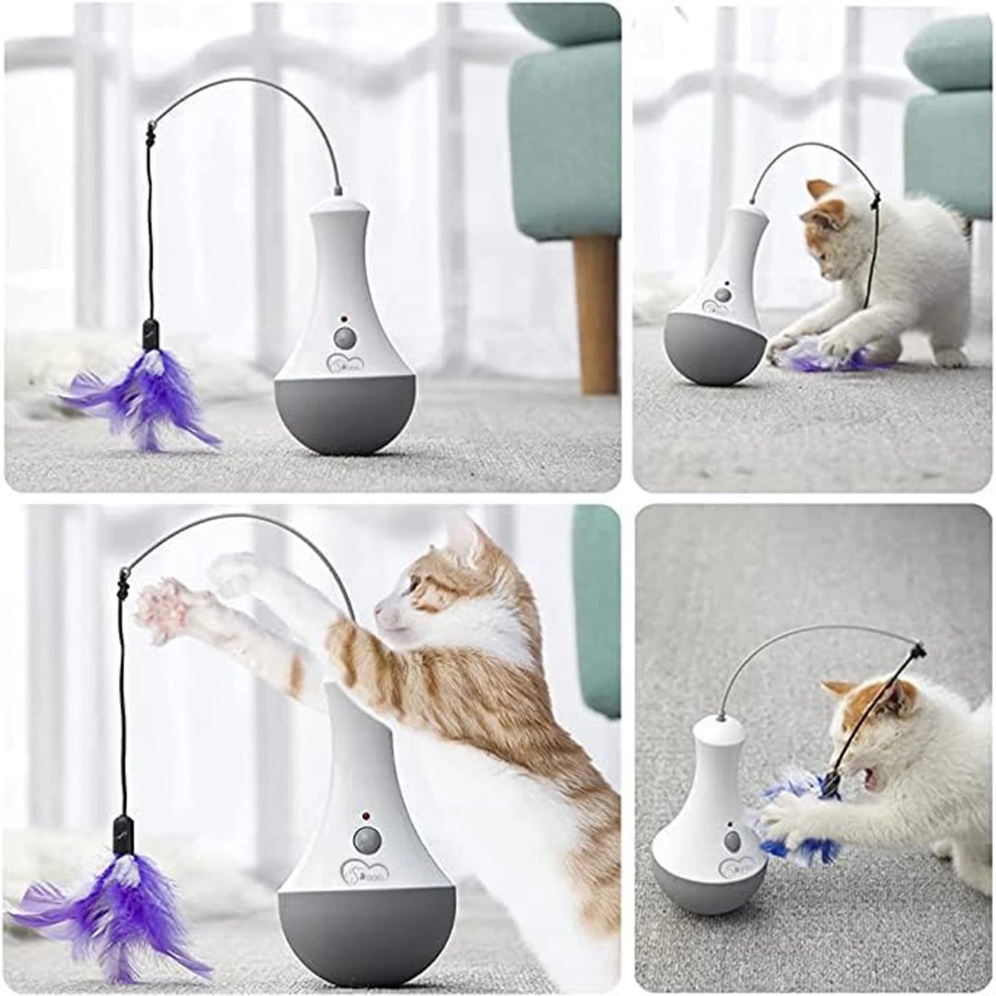 Cat Interactive Feather Toy For Kitten Indoor Play Teaser Gift