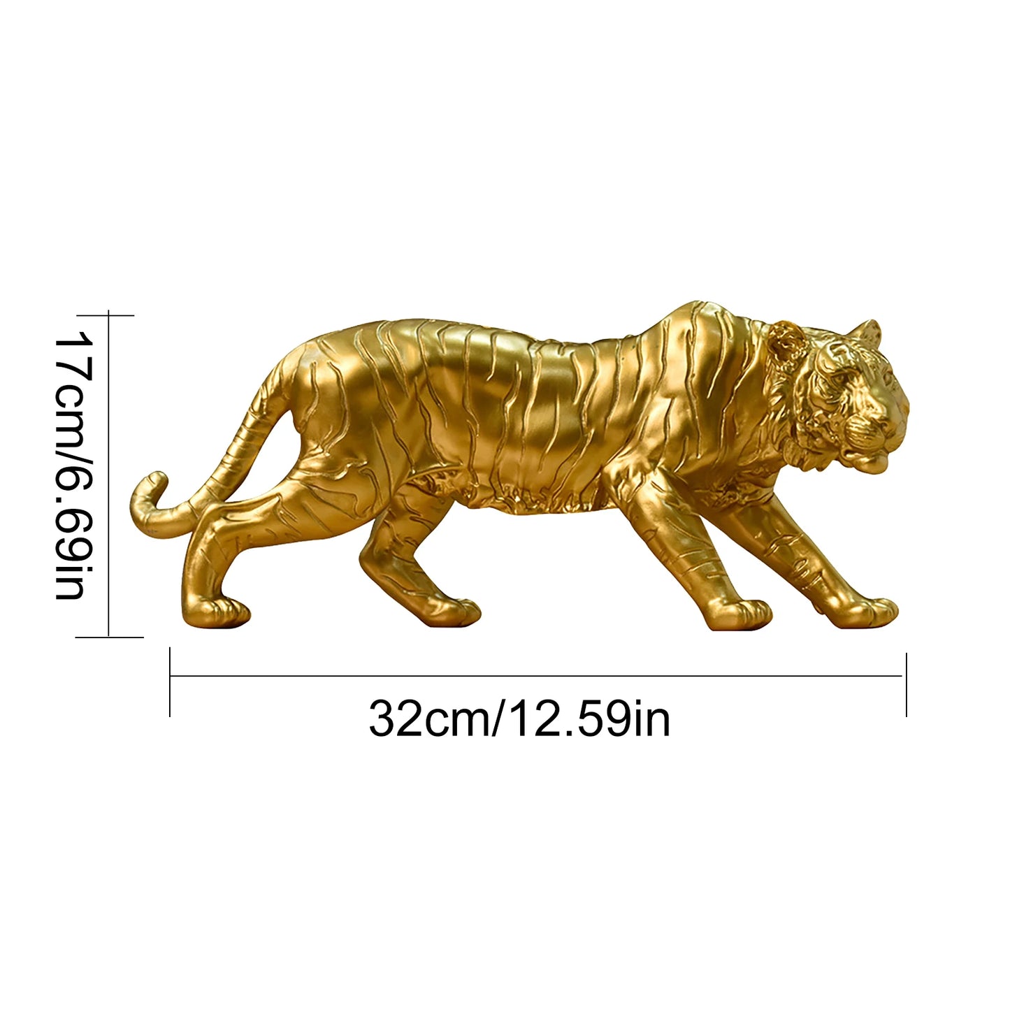 Resin Tiger Casting Animal Figurine Christmas Gift Gold Modern Tiger Sculpture Artworks Collectibles for Home Living Room Decor