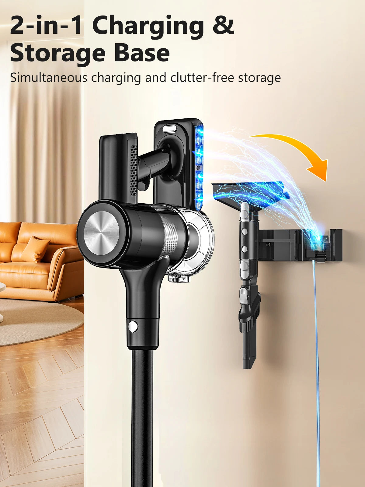 SUXIANGVAC Cordless Vacuum Cleaner 55Mins Anti-Tangle Self-Standing