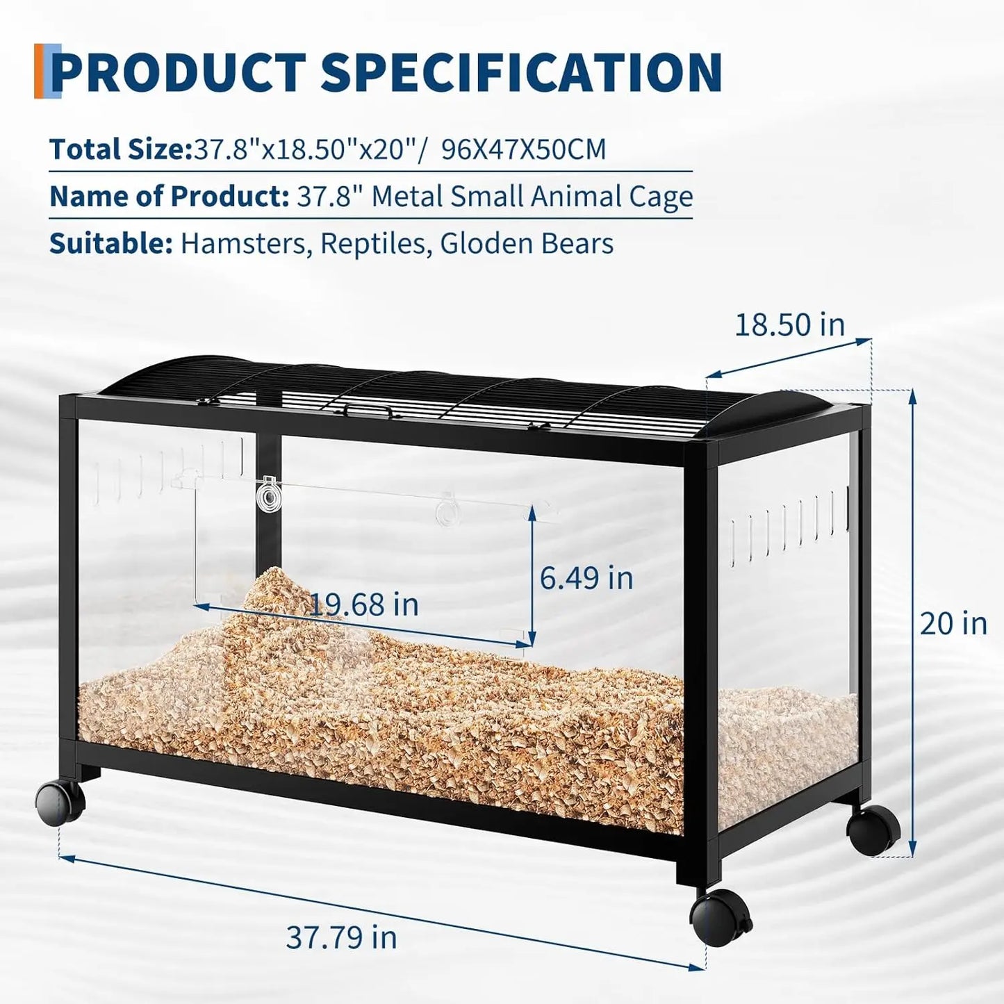HiMISS Chew Proof Metal Hamster Cage Stackable With Acrylic Panels