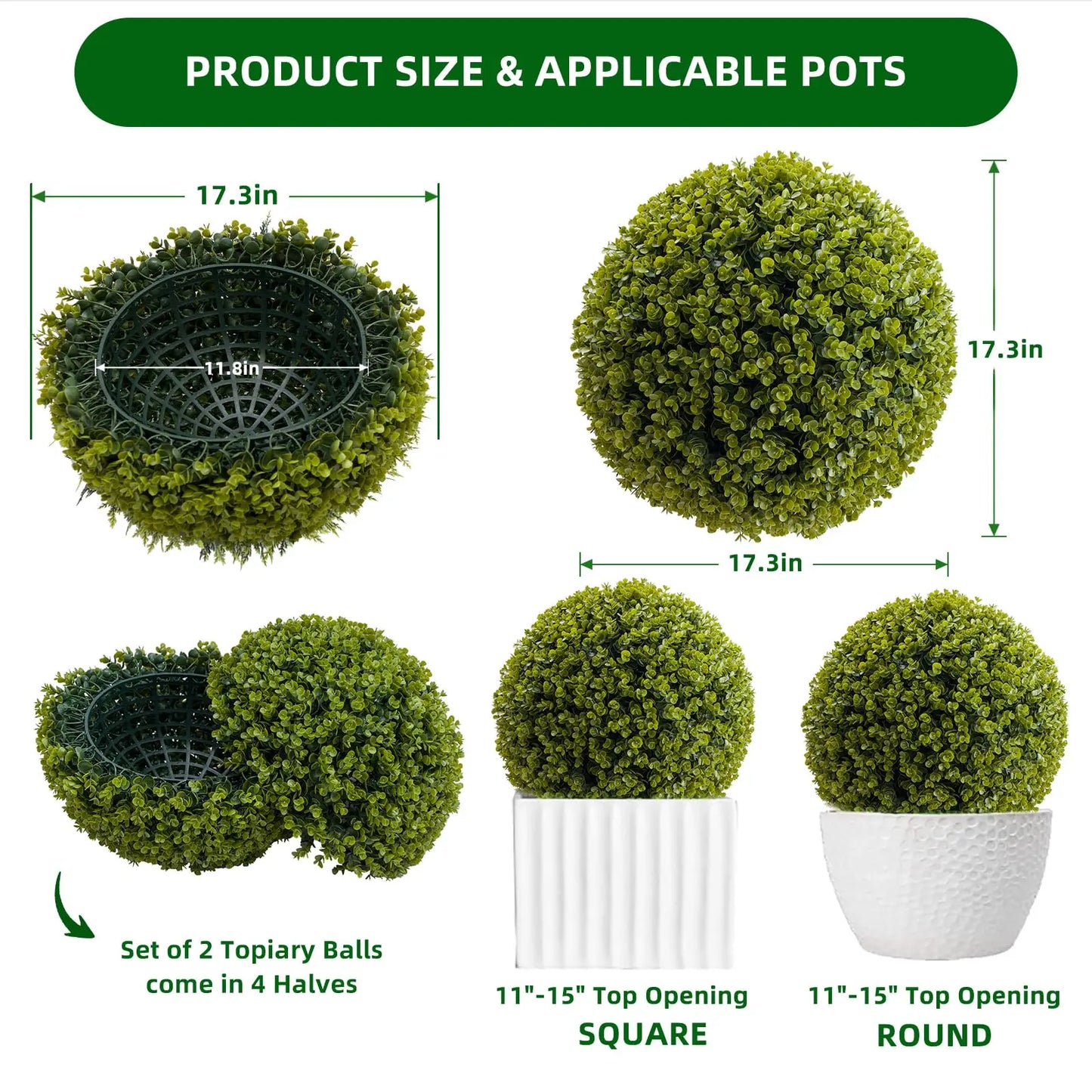 StudysetCN Topiary Balls Outdoor Garden Decor Artificial Set Of 2