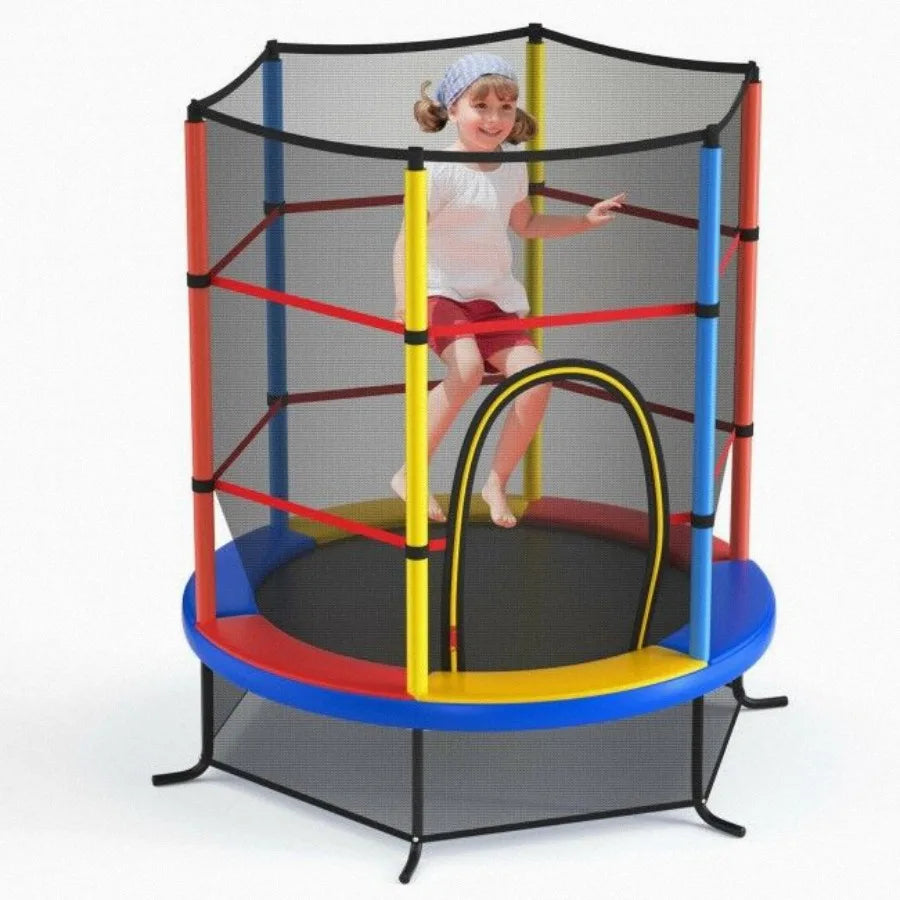 55 Inch Recreational Trampoline Bouncing Jumping Mat with Enclosure Net
