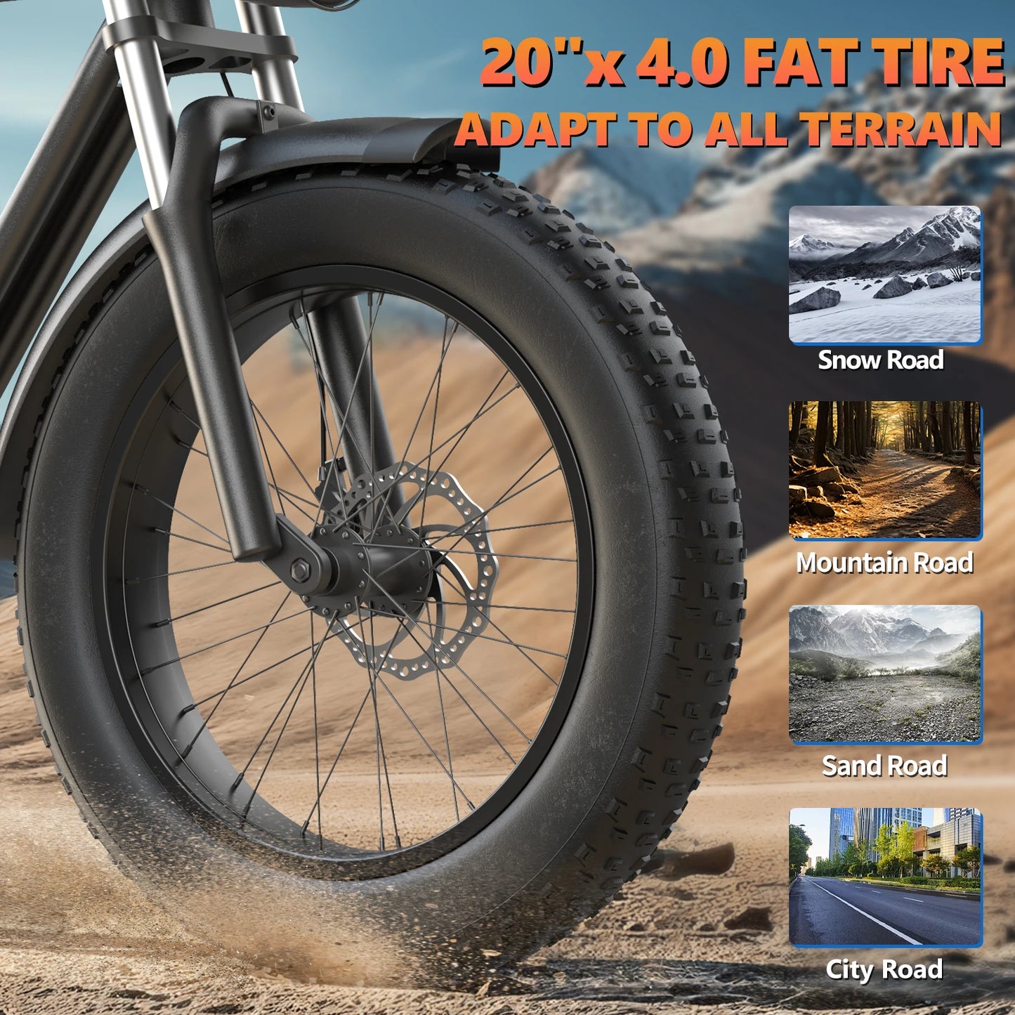 Kickwey K7 1500W Off Road Electric Fat Tire Mountain Bike