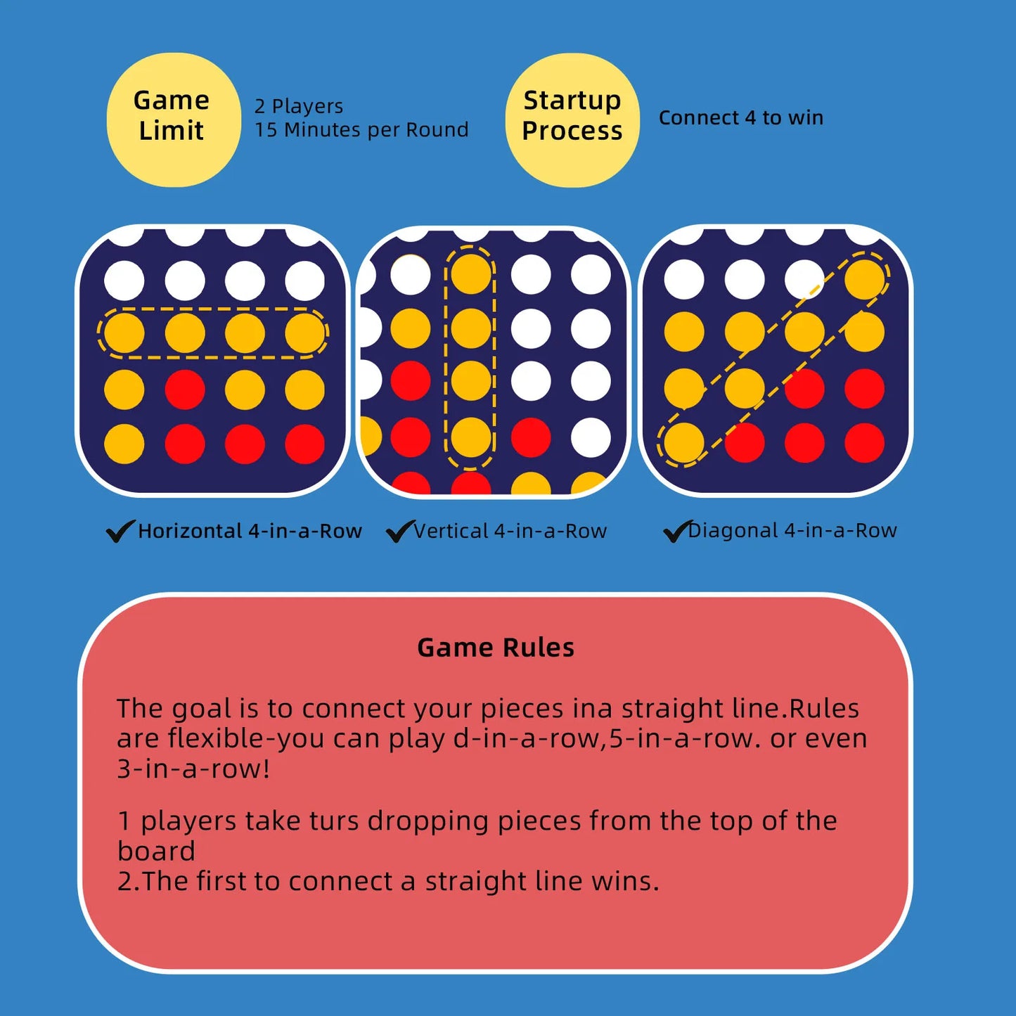 Giant Connect Four Game Set - Height-Adjustable Giant Yard Game, 4-Row Large Floor Connect 4 Game for Backyard & Patio, Family O