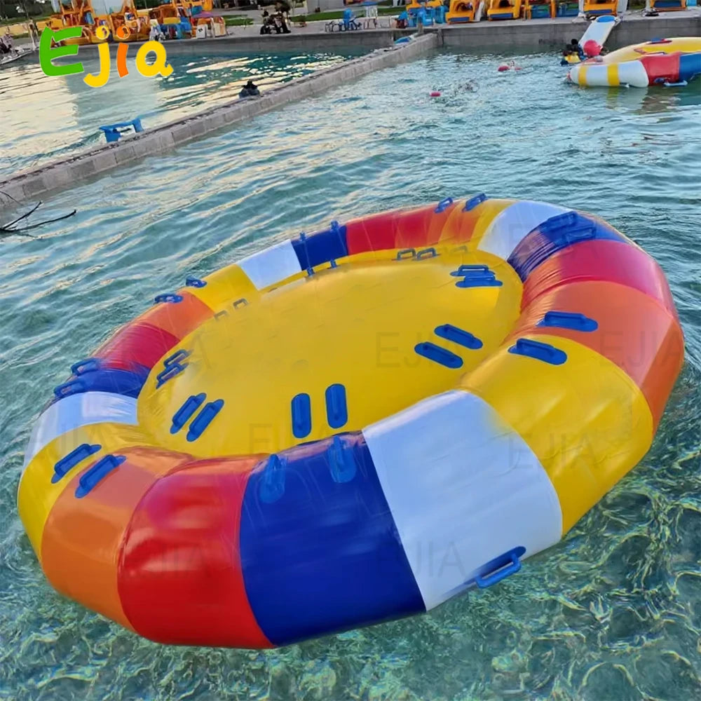 Outdoor Water Play Inflatable Disco Boat 6 Person Inflatable Water Spinning UFO Towable River Disco Boat Tube for Water Game