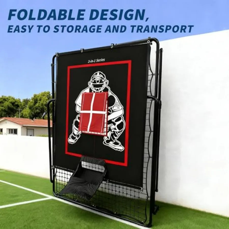 2-In-1 Baseball Pitching Net Trainer With Return Screen Durable Nylon