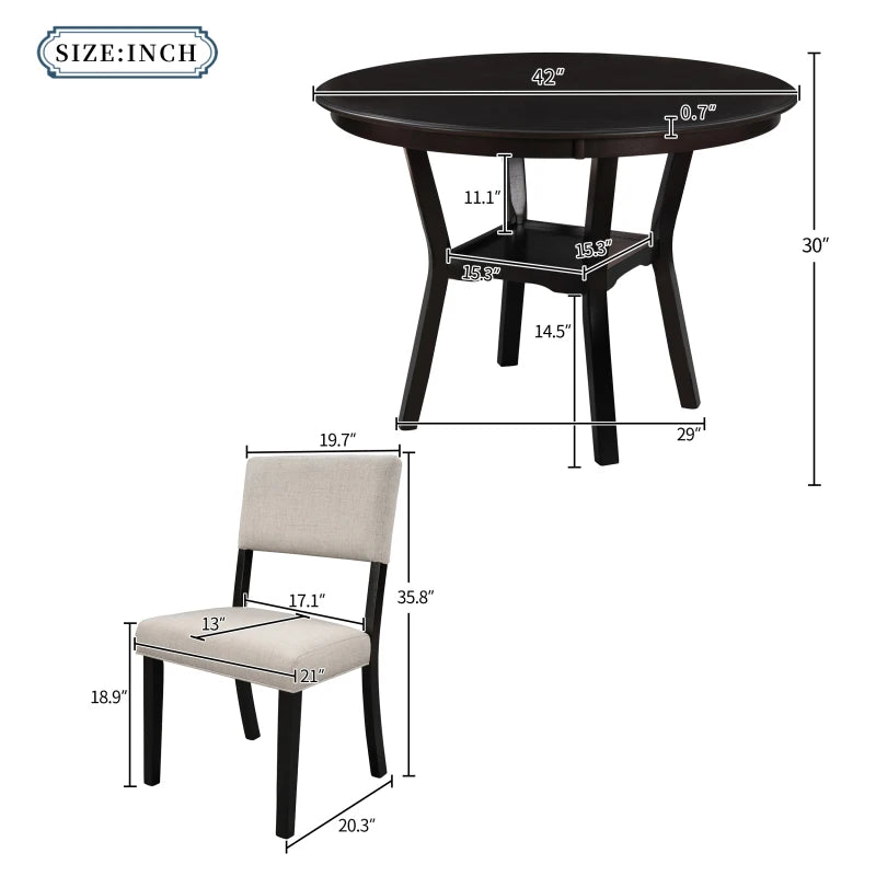 5 Piece Dining Set Round Table And Four Side Chairs
