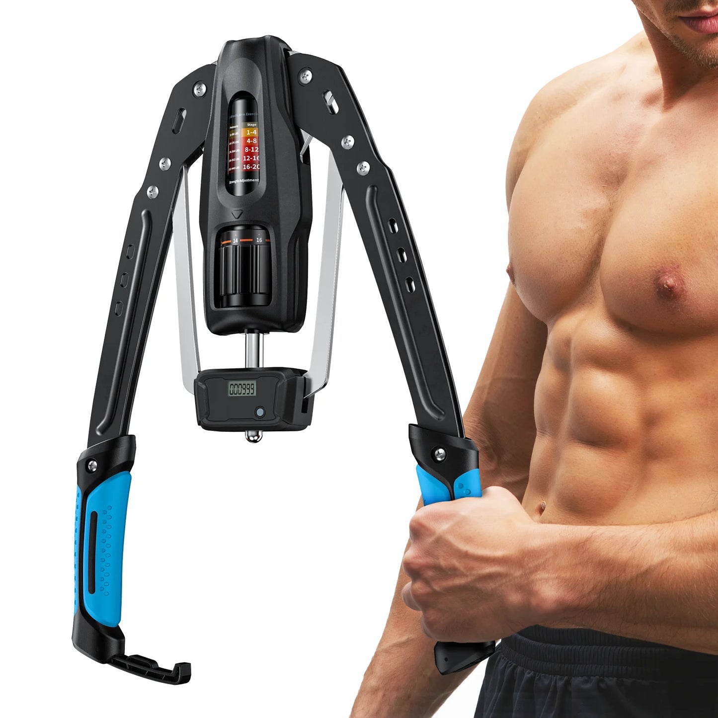 Merach Adjustable Hydraulic Arm Exerciser With Digital Rep Counter