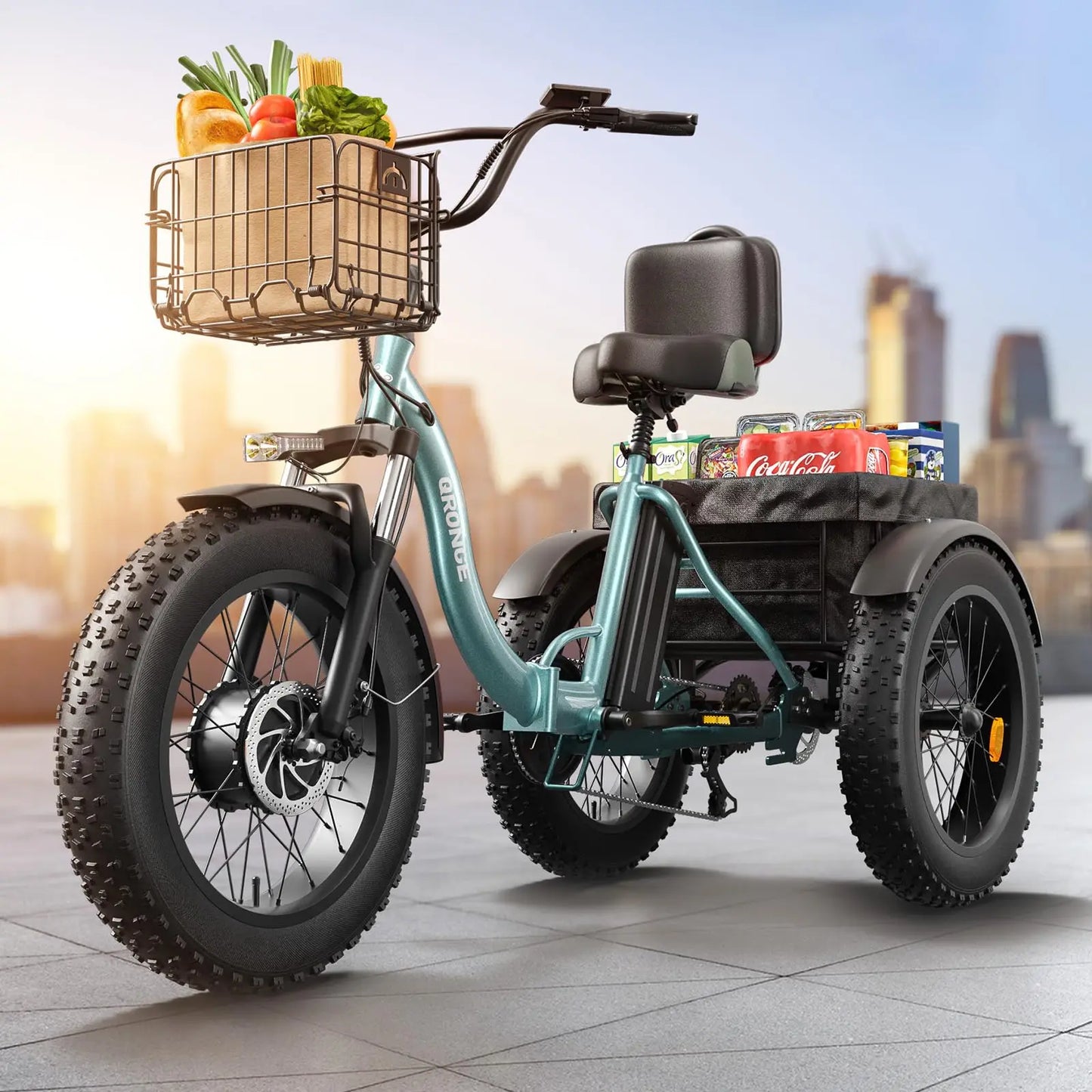 Qronge 960W Folding Electric Tricycle 36V 13.5Ah 50 Miles Range