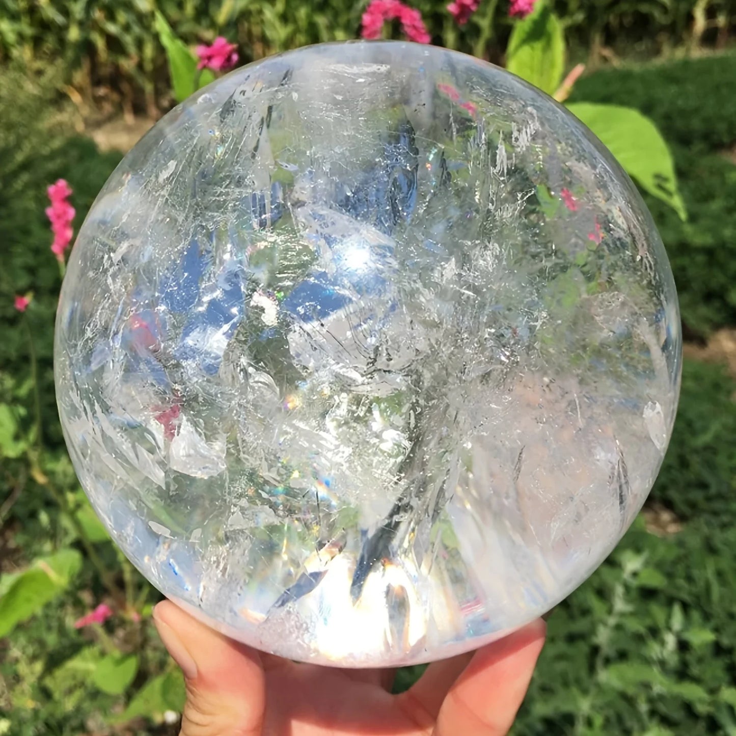 CrystalHola Clear Quartz Sphere Home Decor Gift