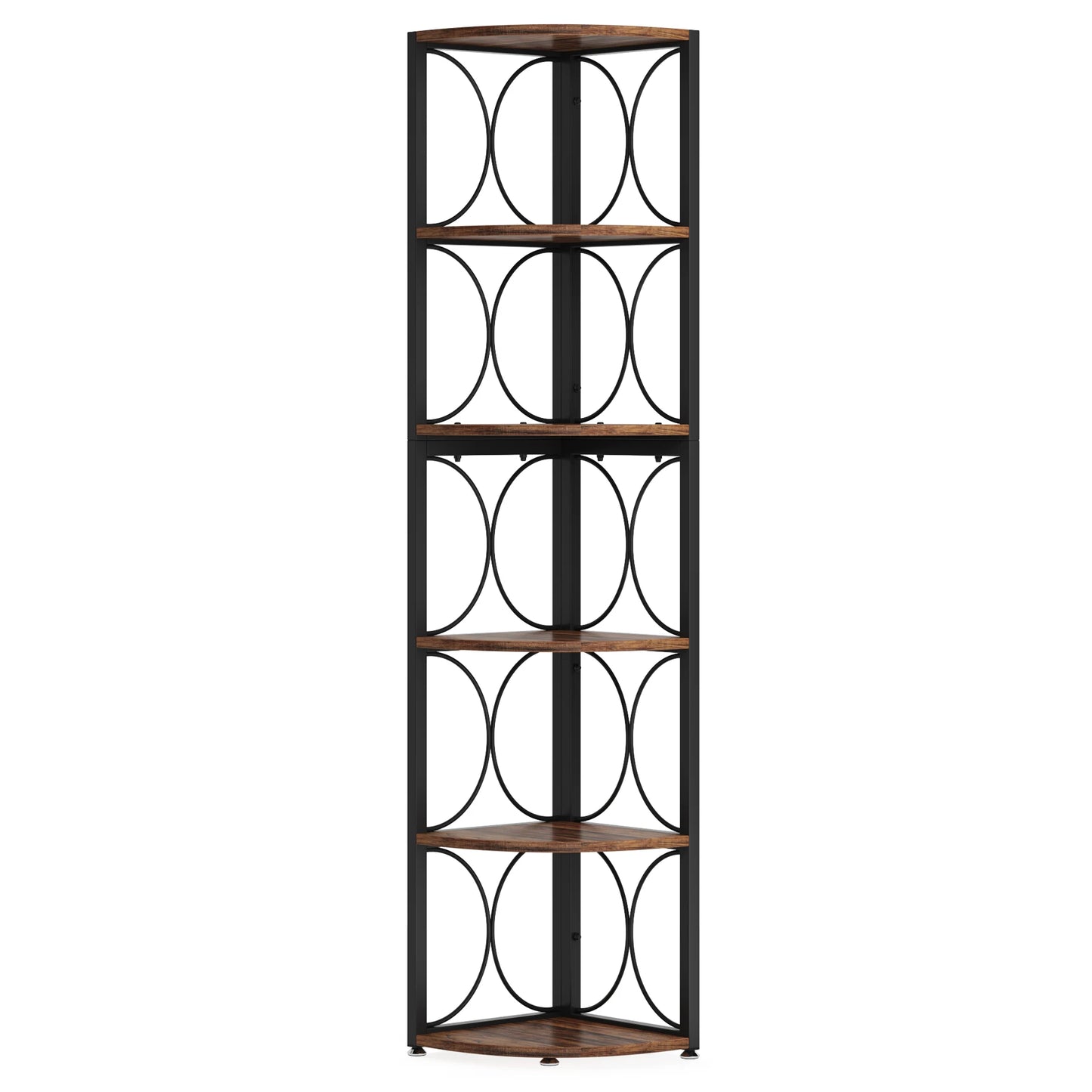Tribesigns 67 inch Tall Corner Shelf, 6 Tier Rustic Corner Bookshelf Bookcase Storage Rack Standing Shelving Unit