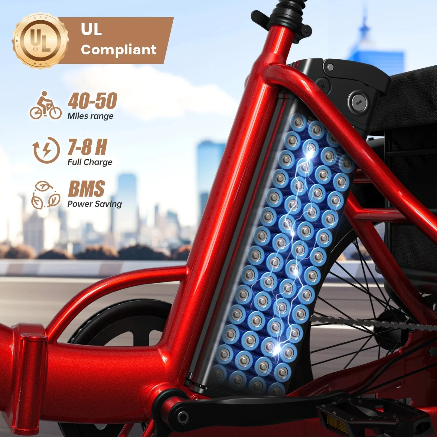 Qronge 960W Folding Electric Tricycle 36V 13.5Ah 50 Miles Range