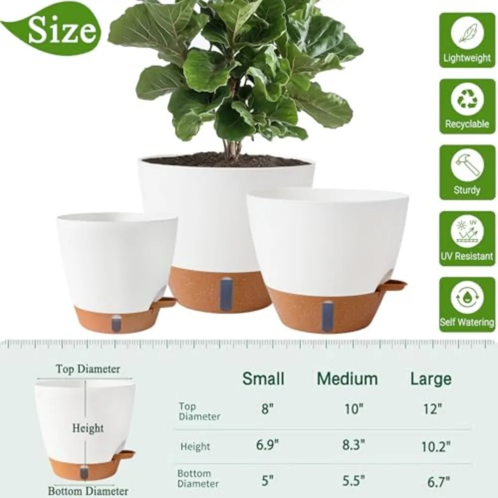 Indoor Outdoor Self Watering Pots with Water Level Indicator
