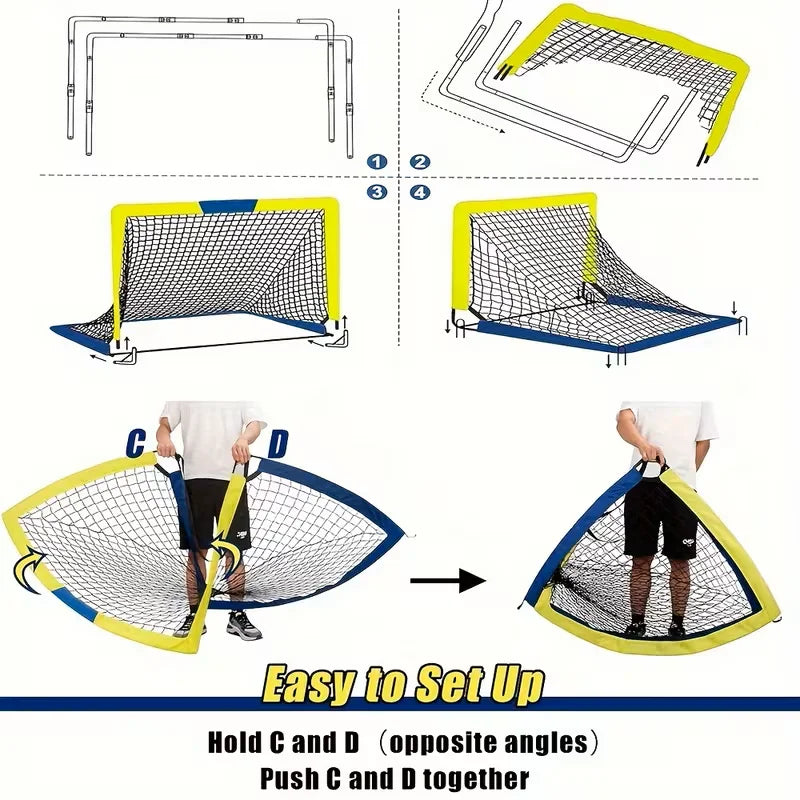Durable Portable Soccer Goals With Reinforced Netting For Outdoor Practice