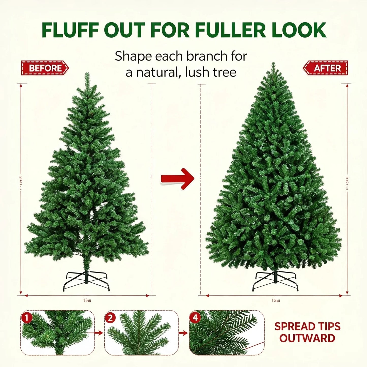 7ft Artificial Christmas Tree with Pine Cones & Red Berries, Hinged Fireproof PVC Xmas Tree with Metal Stand for Home Holiday Party Decor