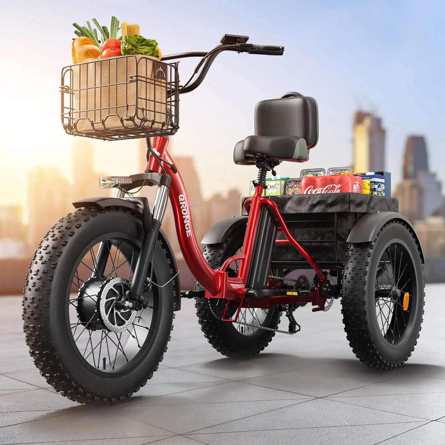 Qronge 960W Folding Electric Tricycle 36V 13.5Ah 50 Miles Range