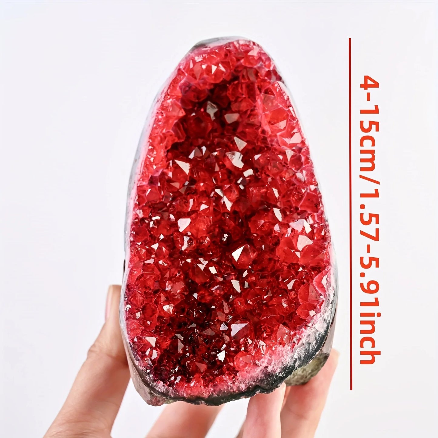 1PC Rare Red Geode Cut Base Cluster - Elegant Home & Office Decor,  Unique Geological Gift Idea,Crystal Crafts