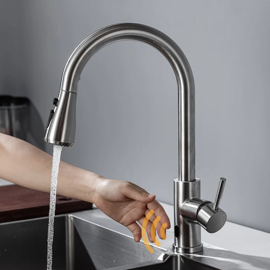 DQOK Touchless Infrared Sensor Kitchen Faucet Pull Out Sprayer