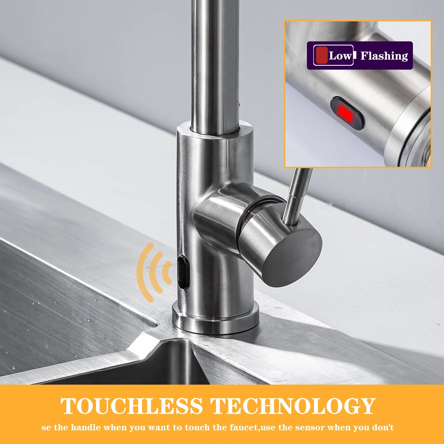 DQOK Touchless Infrared Sensor Kitchen Faucet Pull Out Sprayer