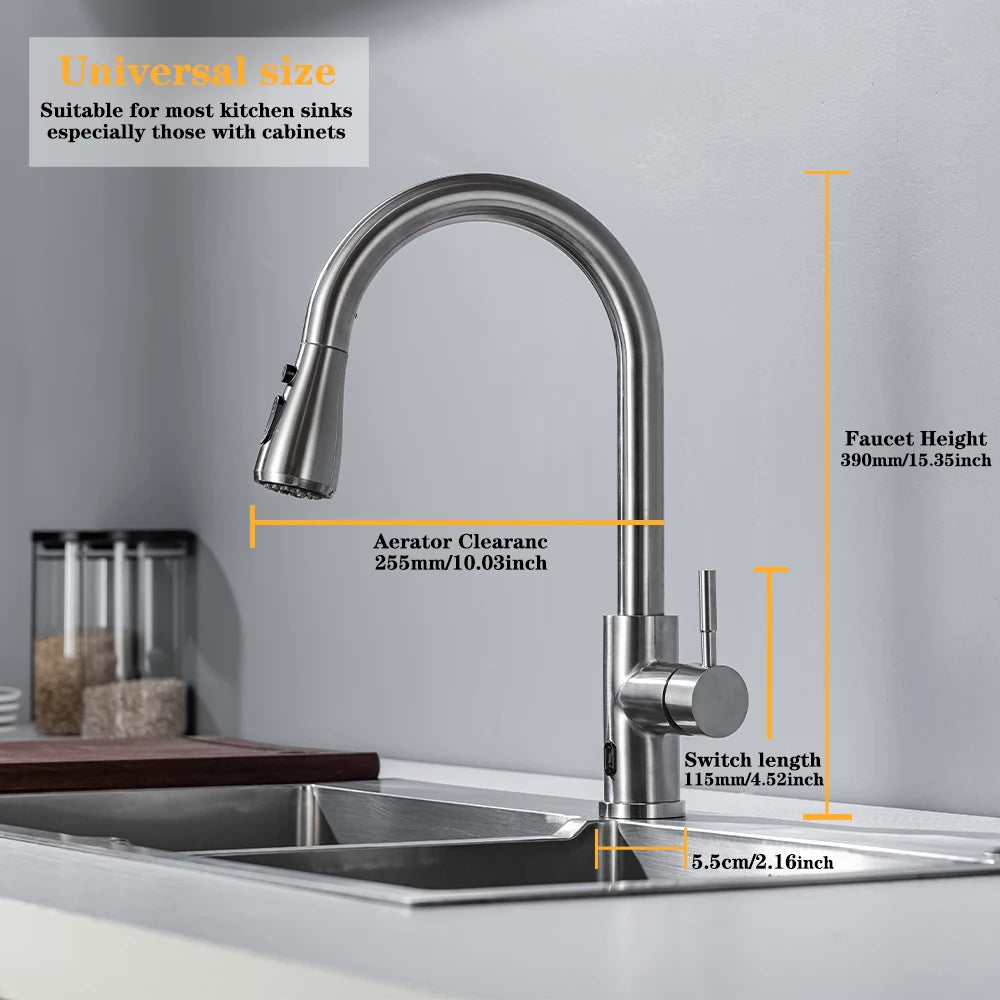 DQOK Touchless Infrared Sensor Kitchen Faucet Pull Out Sprayer