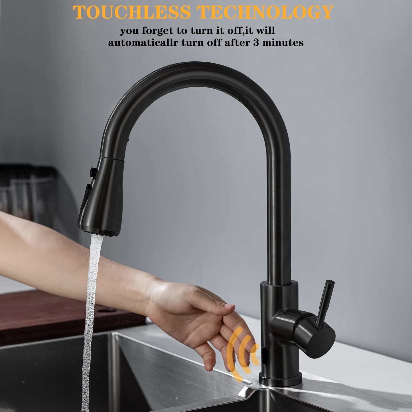 DQOK Touchless Infrared Sensor Kitchen Faucet Pull Out Sprayer