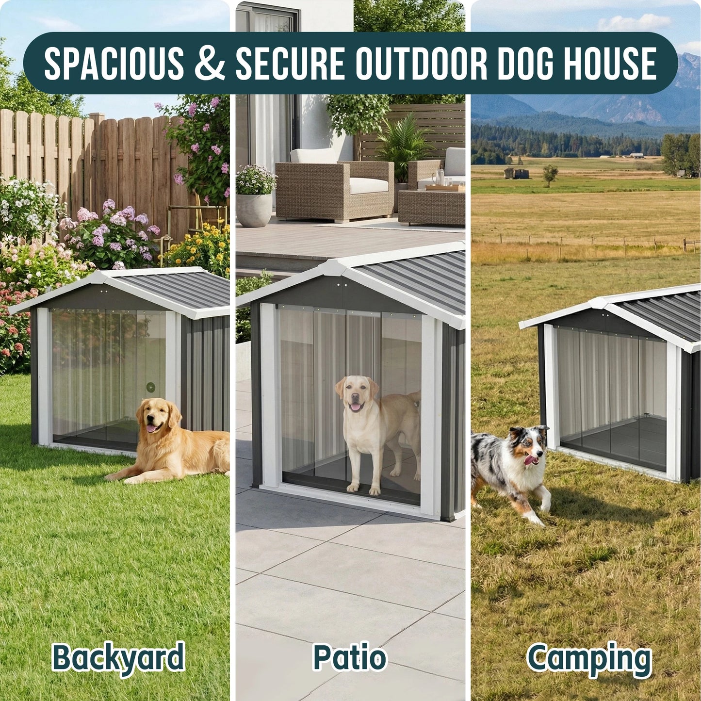 2 In 1 Weatherproof Pet House And Storage Shed Dogs