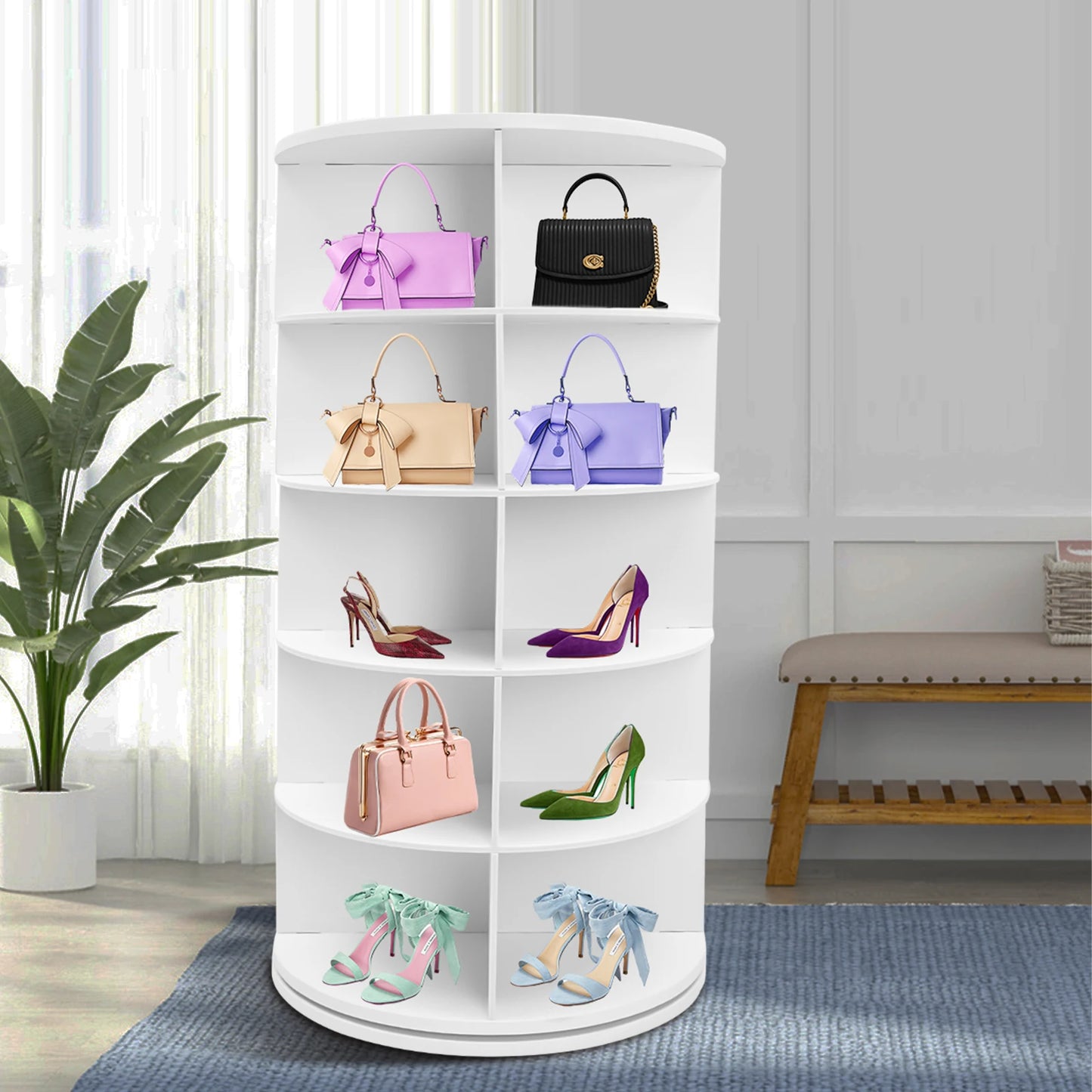 5 Tier 360 Rotating Shoe Rack Organizer Holds 20 Pairs