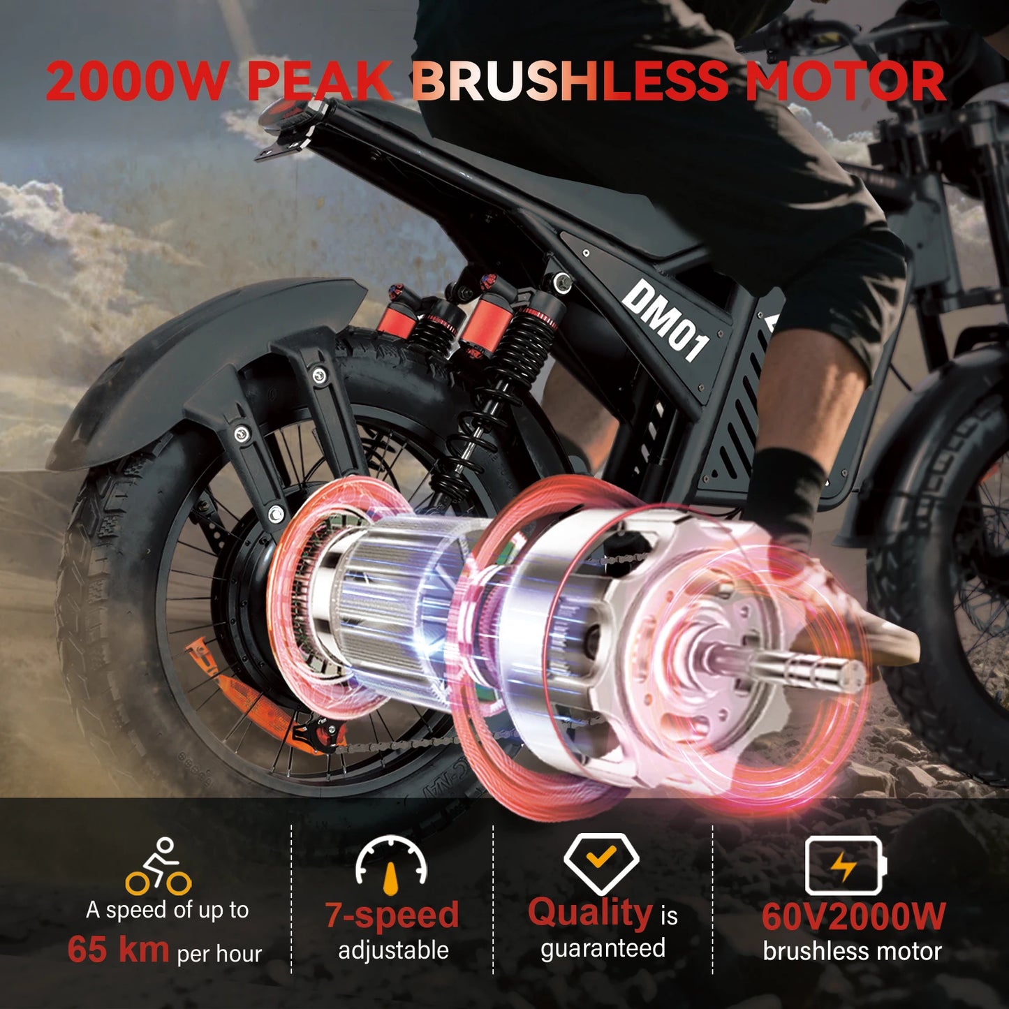 Baolujie DM01 60V 30Ah Electric Bike 42 MPH EBike