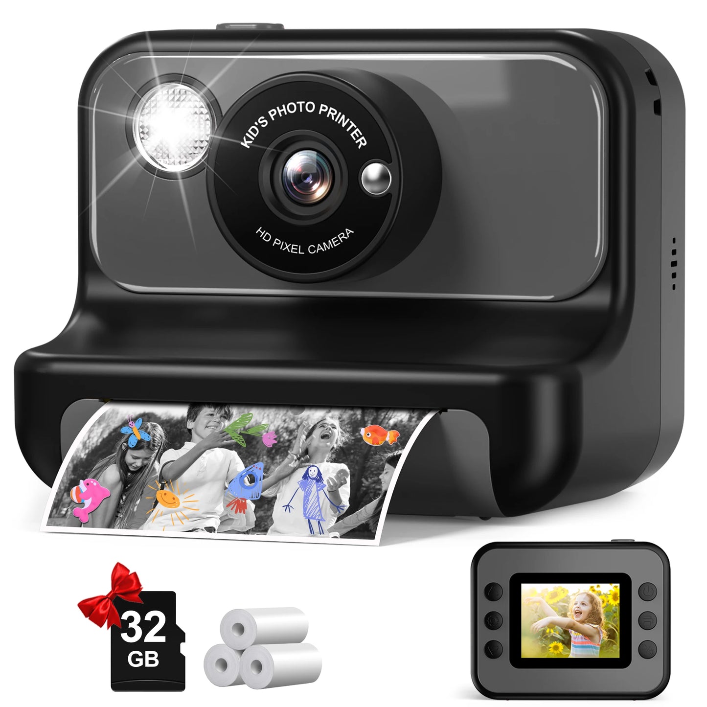 Gofunly Kids Instant Print Camera 1080P Mini Digital Toy