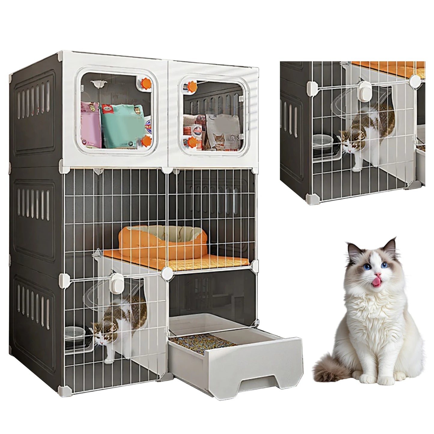 Indoor Cat Cage With Bed DIY Metal Wire Kennel