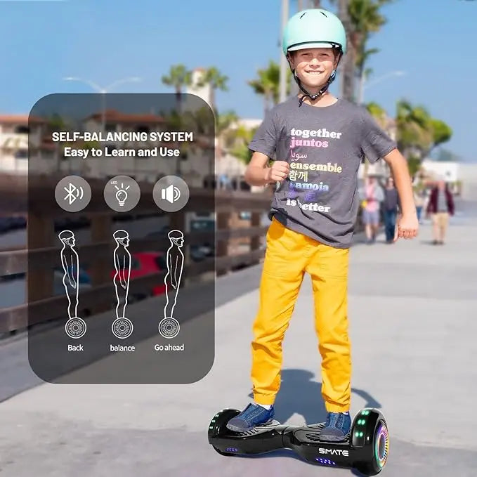 Simate 6.5 Inch Self Balancing Hoverboard With Bluetooth