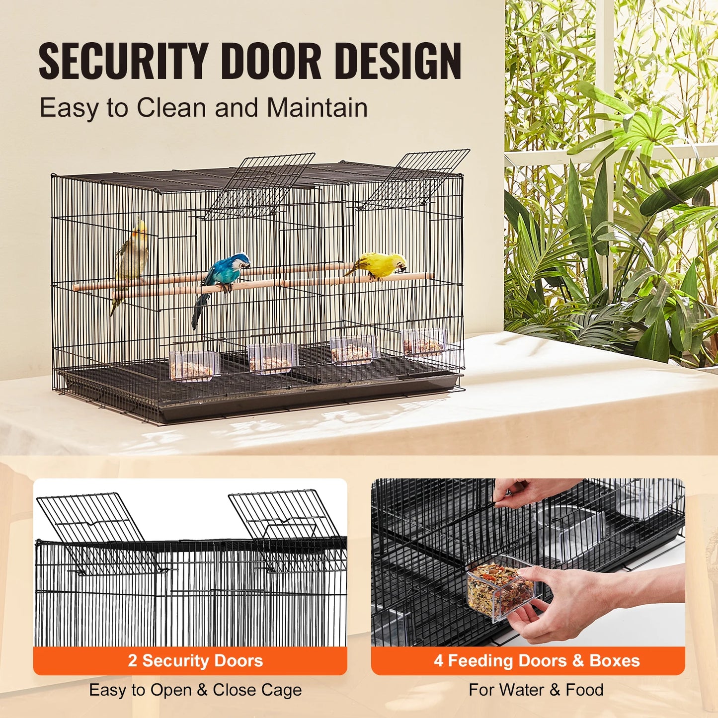 SucceBuy Bird Cage Stackable Divider Travel Cage With Handle Perch