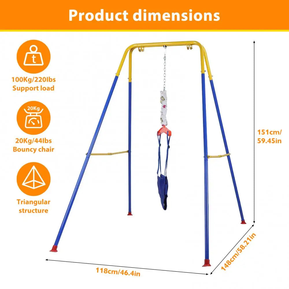 Baby Jumper with Stand,Indoor/Outdoor Toddler Swing Set with Adjustable Chain,2 in 1 Baby Jumper and for Boys Girls 6-24 Months