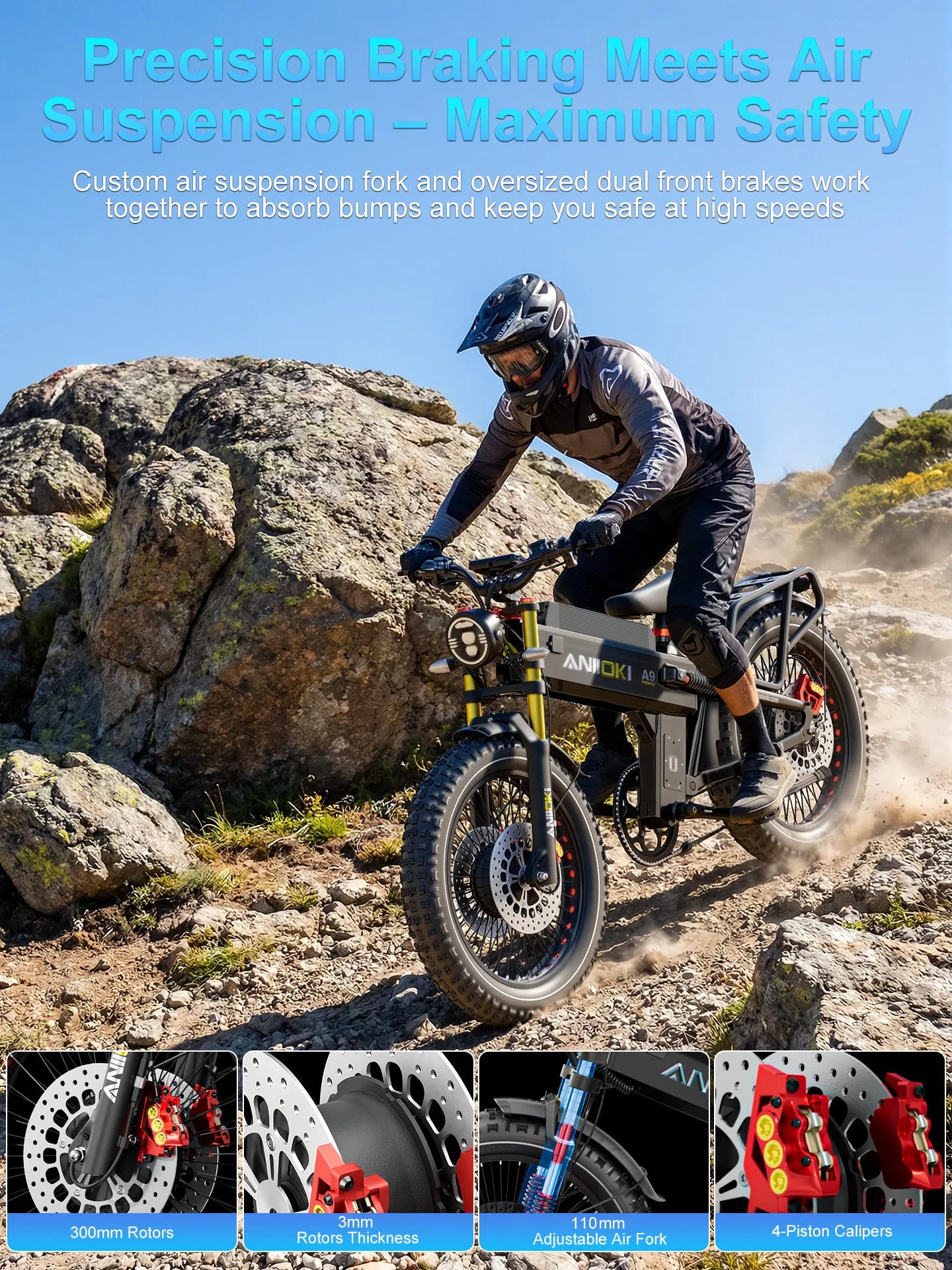 Electric Fat Tire Bike 6000W Dual Motor 60V 70Ah AWD A9 Pro Max