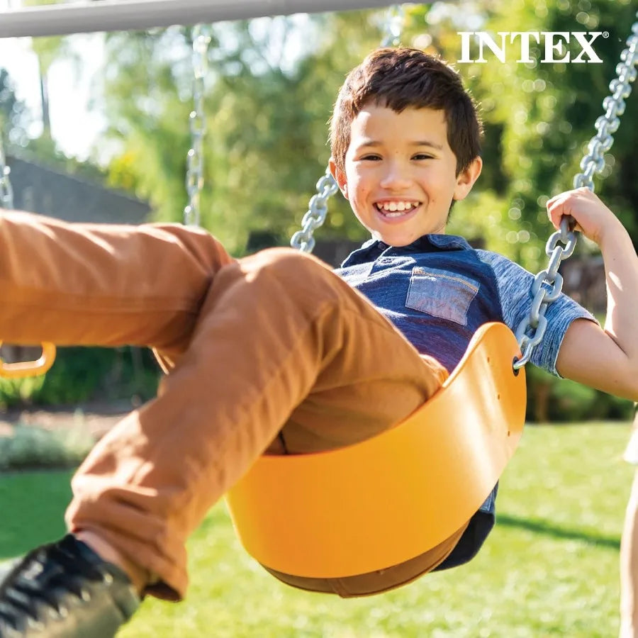 INTEX Heavy Duty Backyard Feature Swing Set with Durable Steel Frame and Weather-Resistant Blue Fabric for Outdoor Recreation a