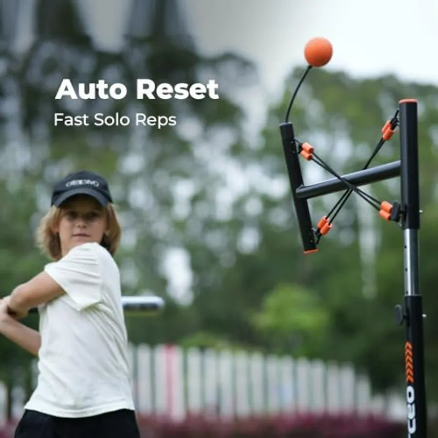 Youth Baseball Swing Trainer Adjustable Height Batting Auto Reset Ball