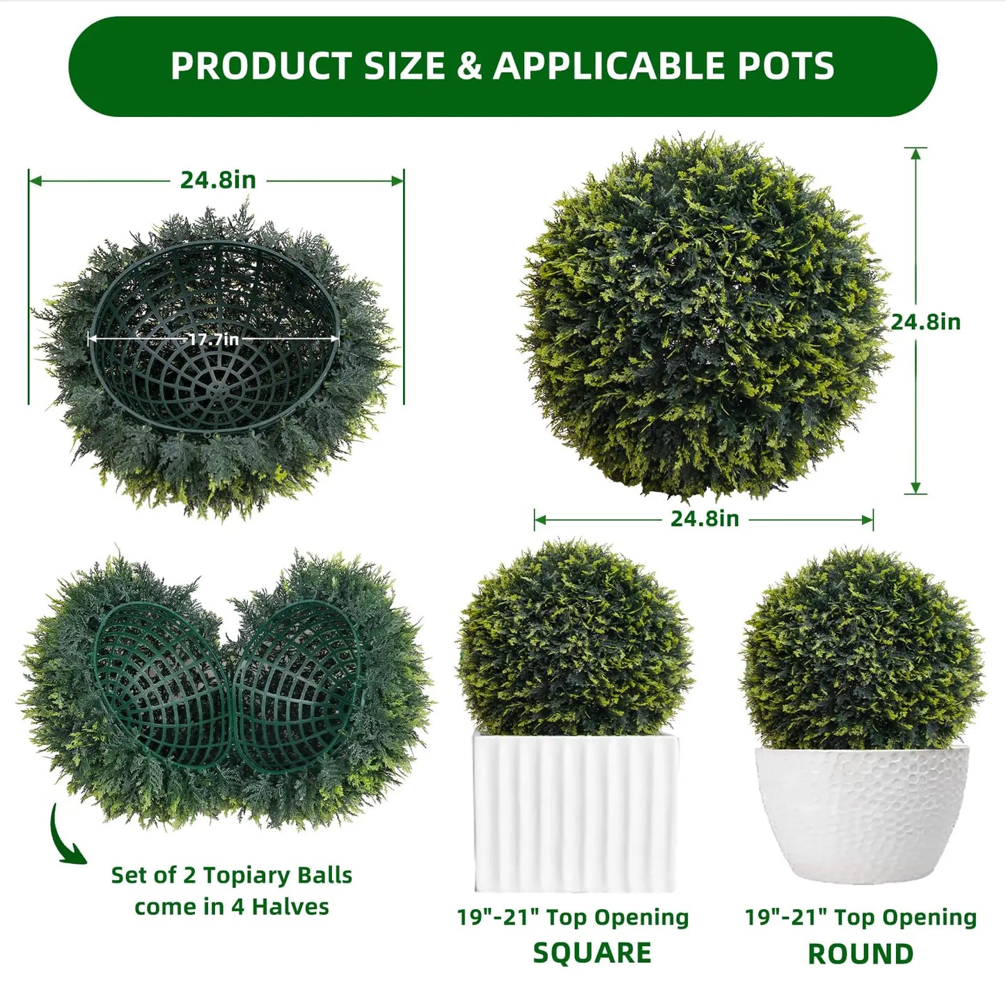 StudysetCN Topiary Balls Outdoor Garden Decor Artificial Set Of 2
