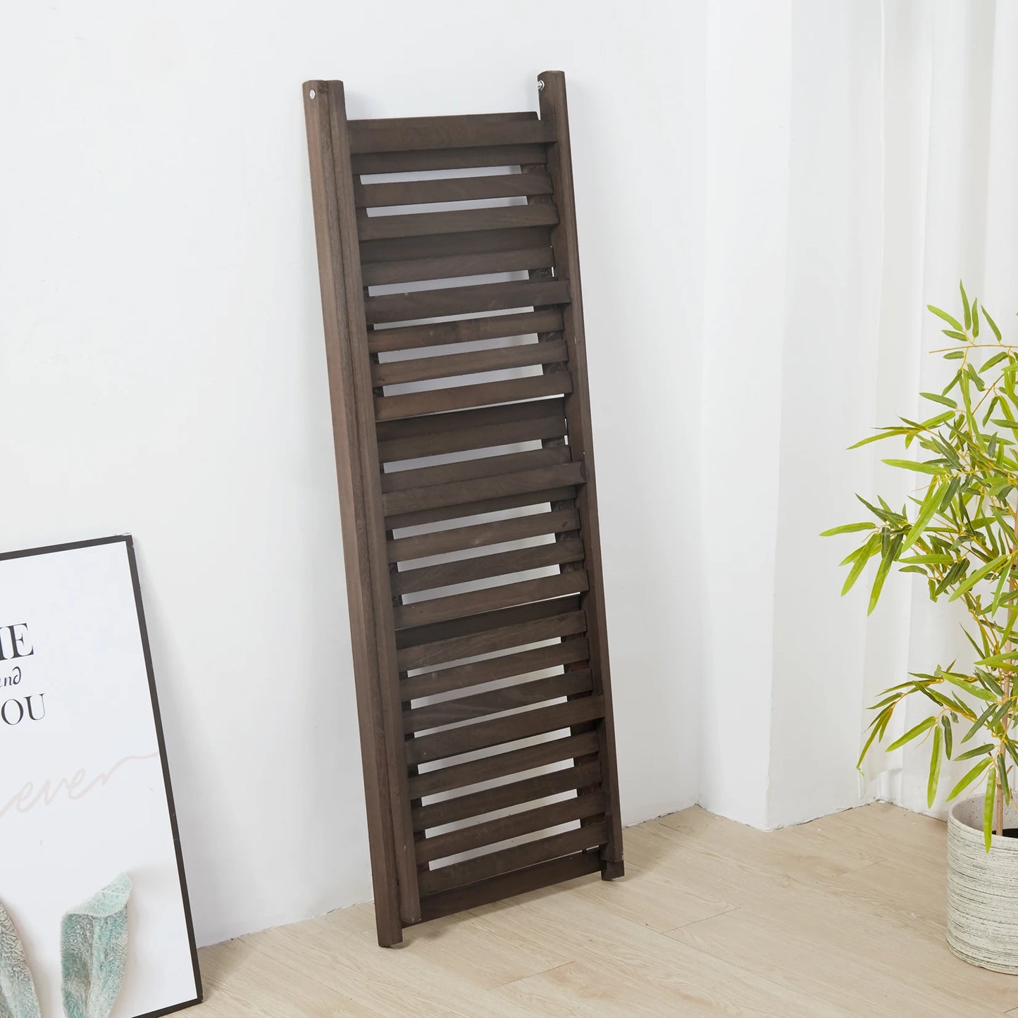 Folding Four Tier Ladder Shelf Wood Storage Rack For Plants