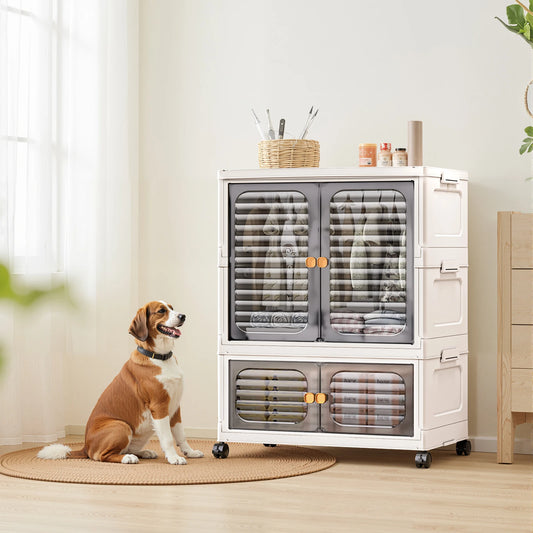 HiMISSCN Foldable Multi Layer Plastic Storage Box With Wheels