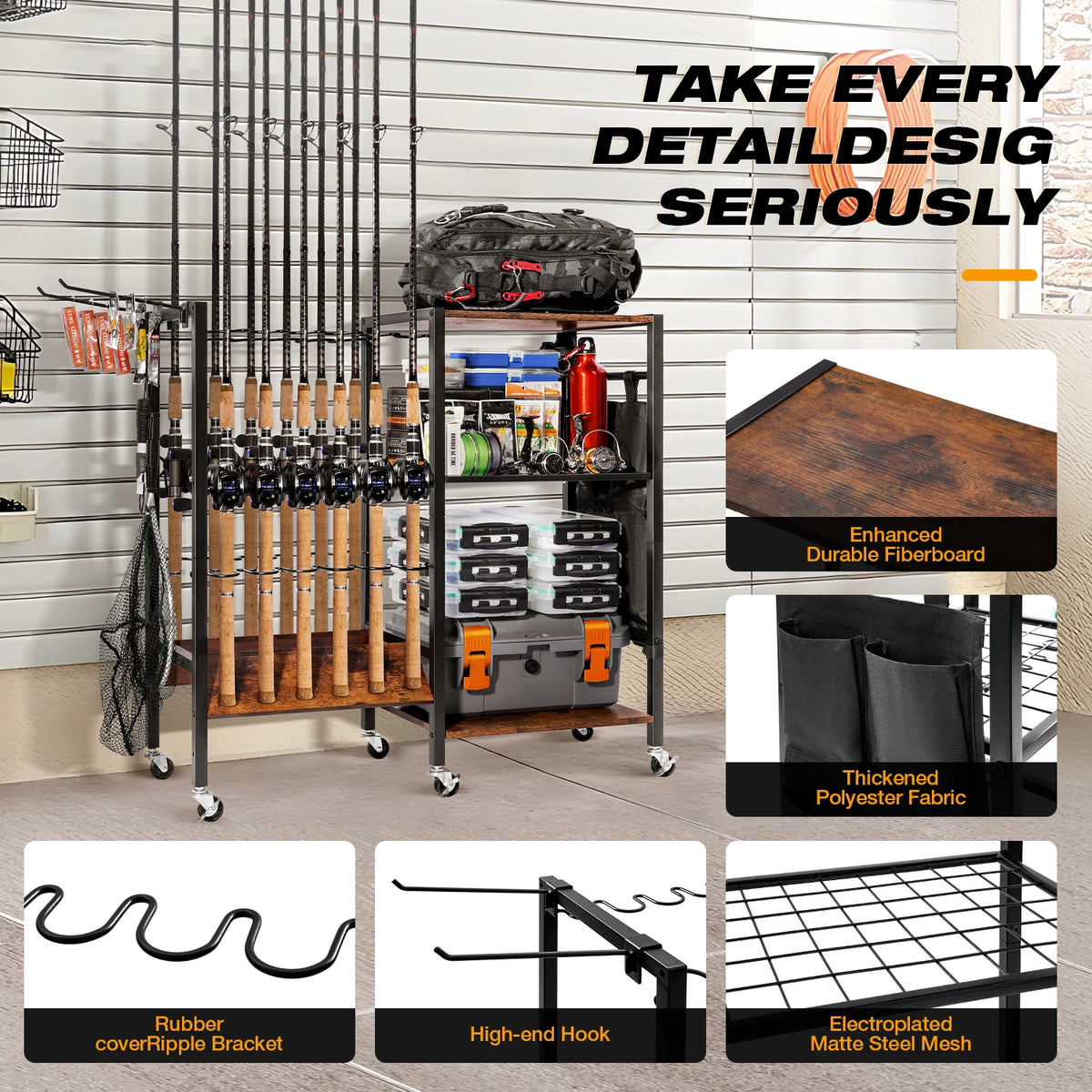 Fishing rod holder,Fishing Rod Rack Storage up to 12 Rods,Fishing Tackle Storage Cabinet,Fishing Pole Holders for Garage