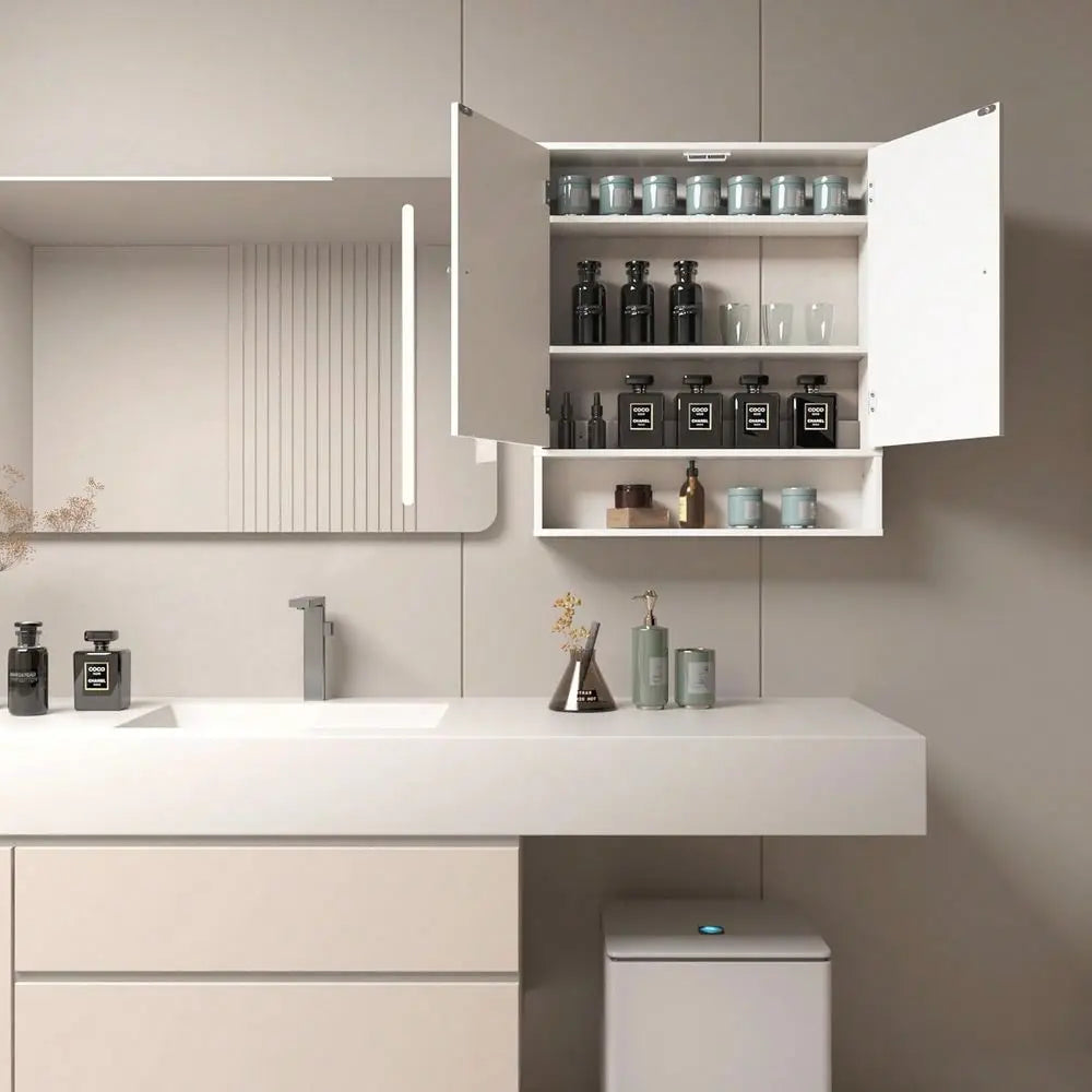 Wood Over Toilet Bathroom Cabinet Storage With 2 Doors And Adjustable Shelves