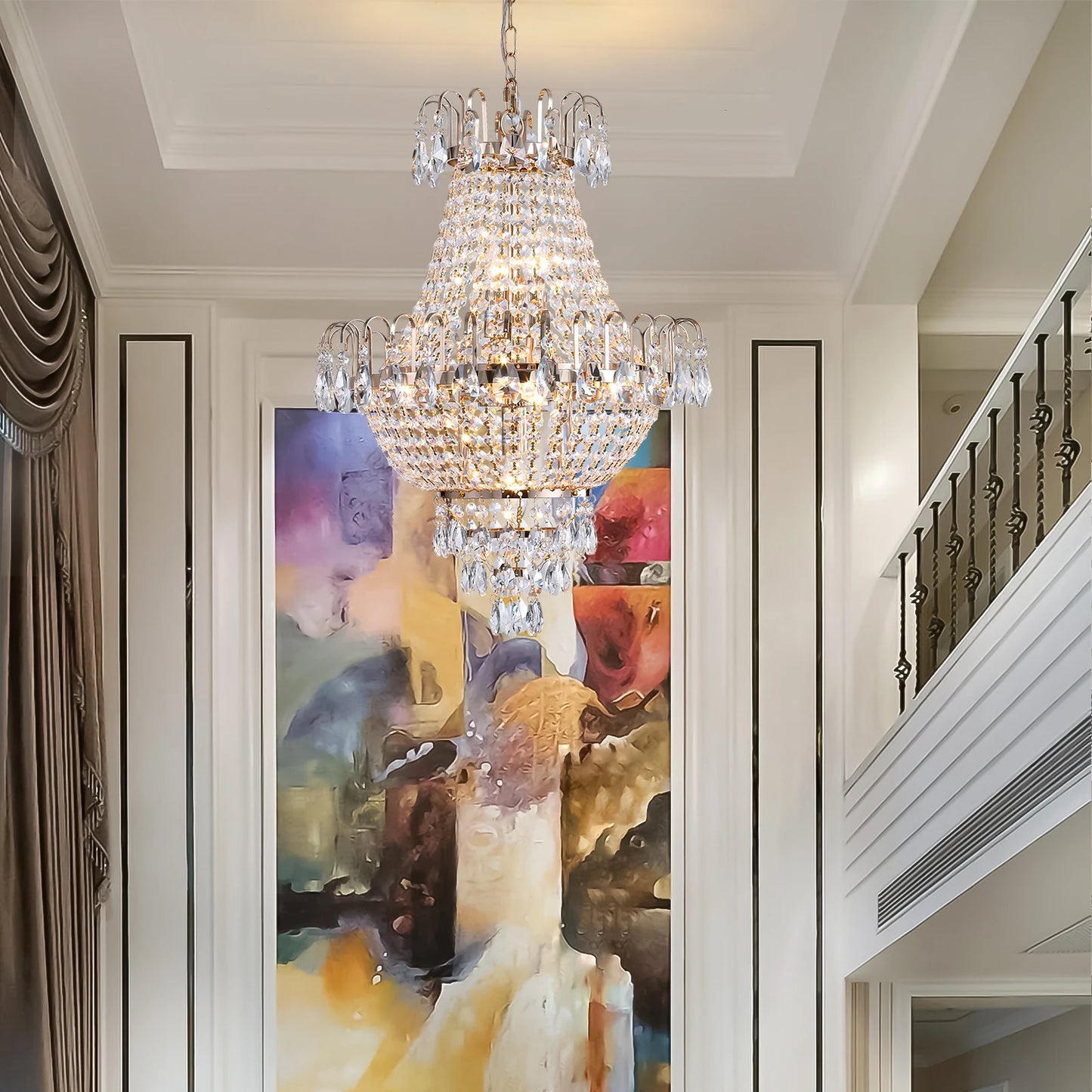 ARLGSITE Luxury Crystal Chandelier K9 Crystals Ceiling Light Living Room