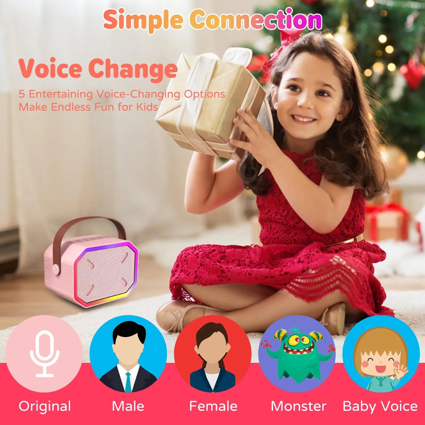 RIVGOTC Mini Karaoke Machine for Kids Portable Bluetooth Wireless Microphones
