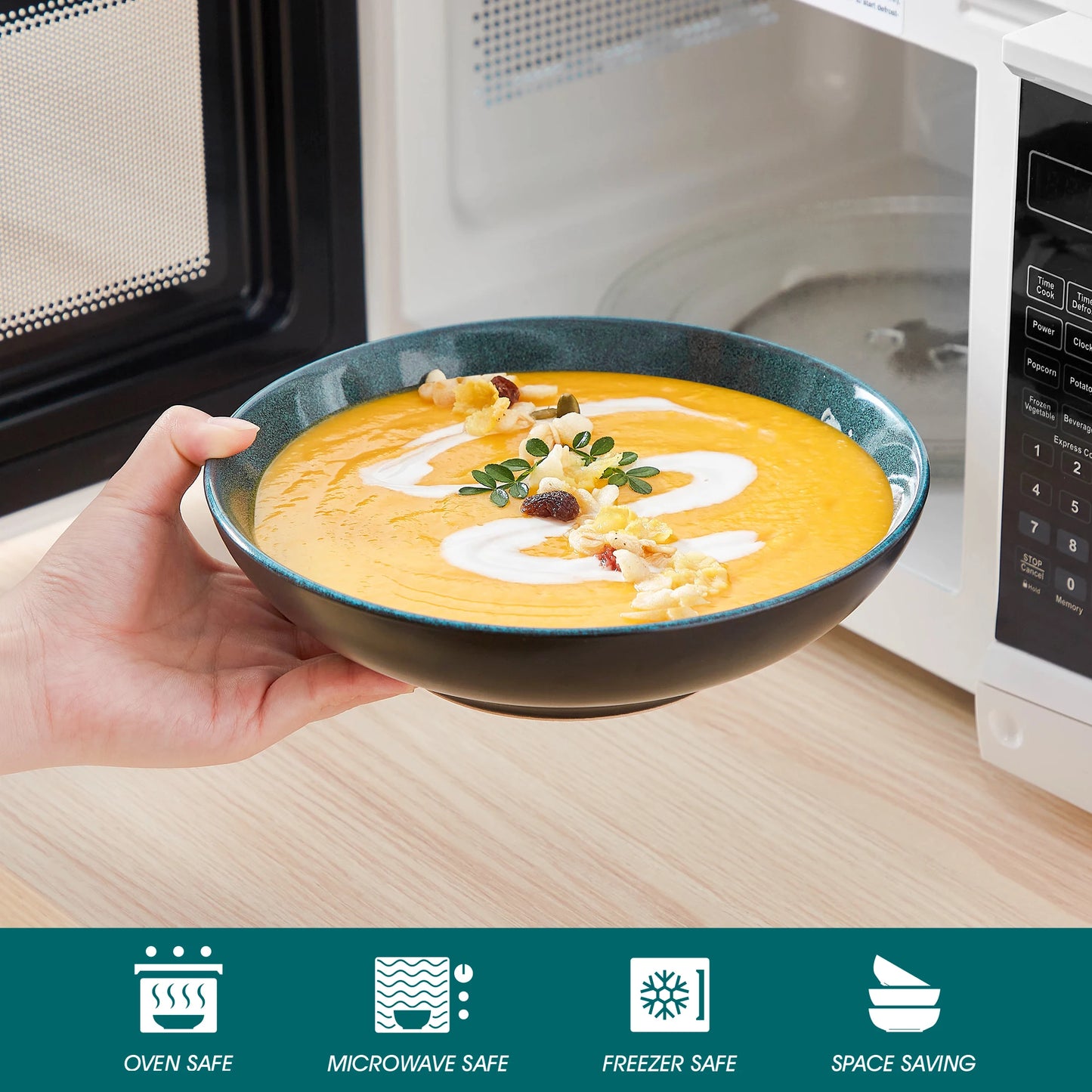 vancasso 18/24 Piece PLAYB Ceramic Plate Set Reactive Glaze Stoneware Dinnerware Set with 6PCS Dinner Plate/Dessert/Cereal Bowl