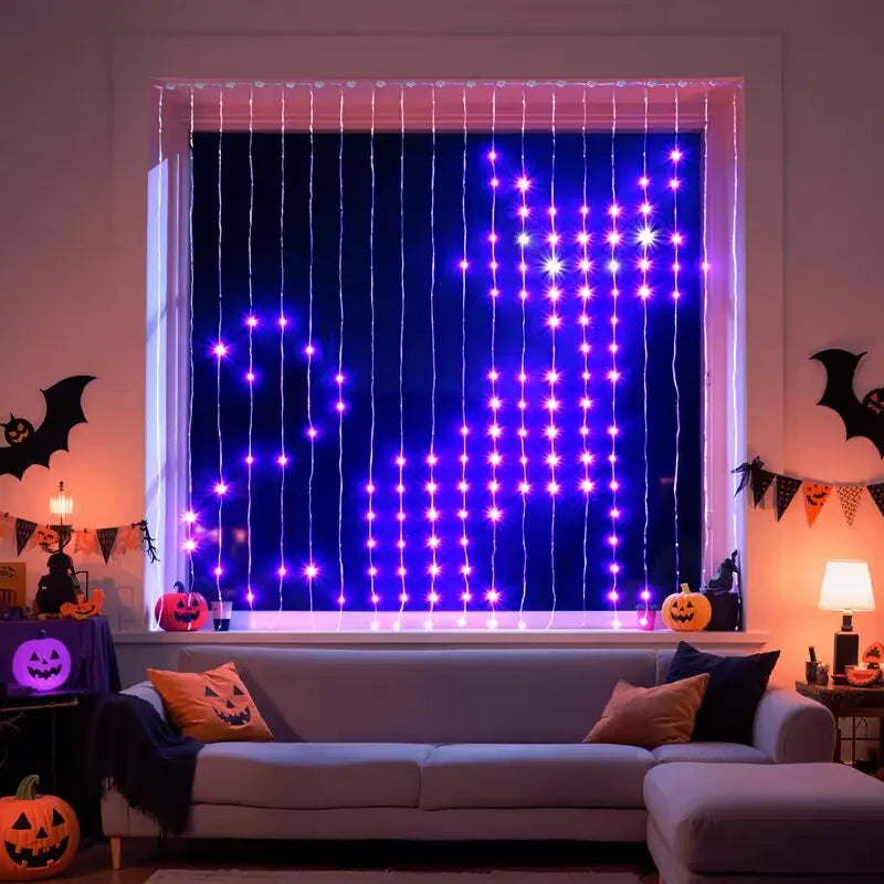 Smart RGB LED Curtain Fairy Lights, Remote-Controlled & Music-Synchronized, Indoor Outdoor Christmas Decoration Lights