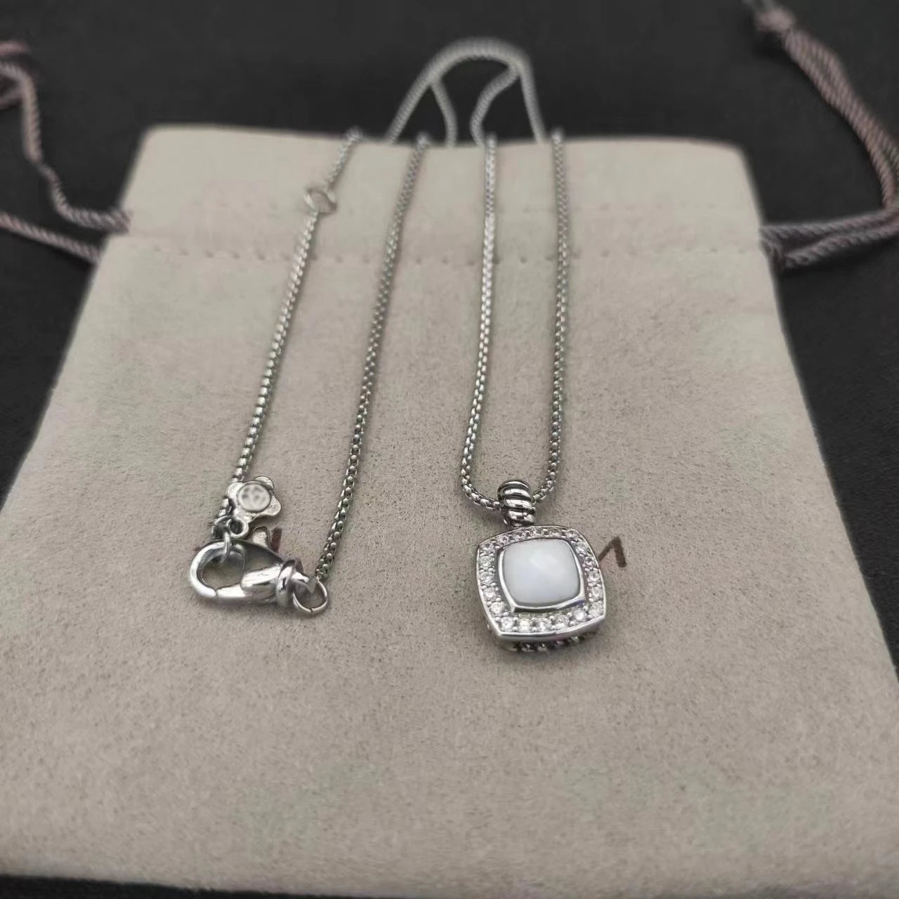 Sterling Silver Zircon Necklace And Earrings Set For Unisex