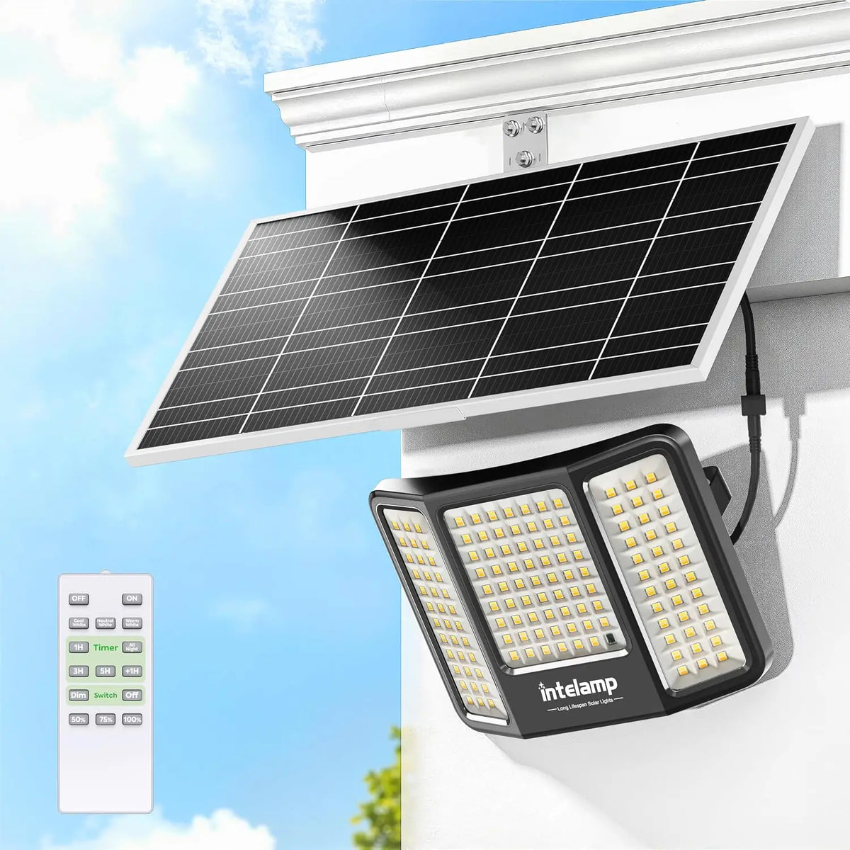 Intelamp Outdoor Solar Flood Lights With Dusk To Dawn Operation