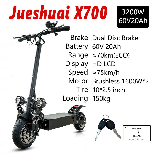 Jueshuai Outdoor Off Road Electric Scooter 48V 72V 1000W 6000W