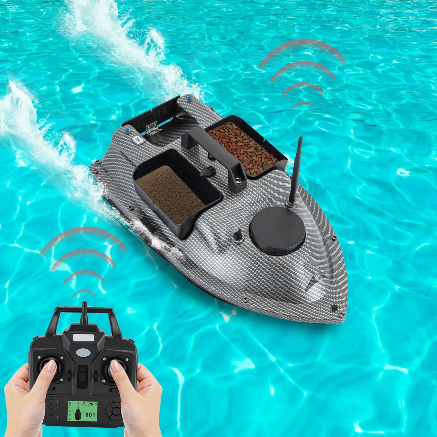 Rechargeable GPS Fishing Bait Boat With Two Batteries Remote Control