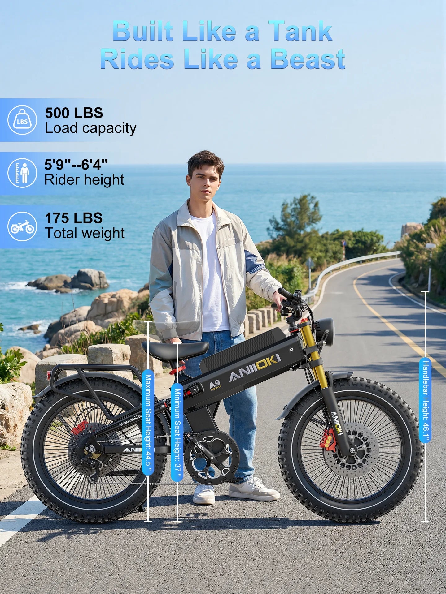 Electric Fat Tire Bike 6000W Dual Motor 60V 70Ah AWD A9 Pro Max